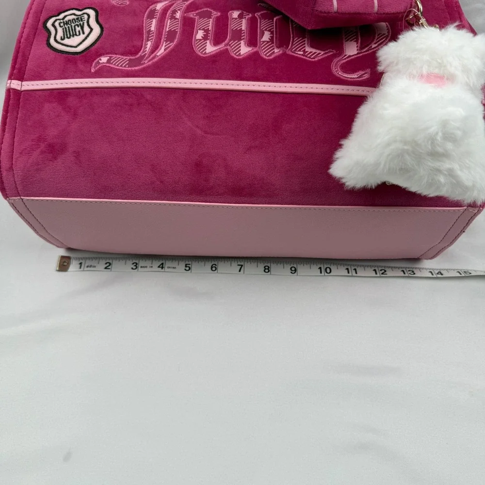 Juicy Couture Study In Style Tote Raspberry Tart Velour Bag Queen Pink NWT